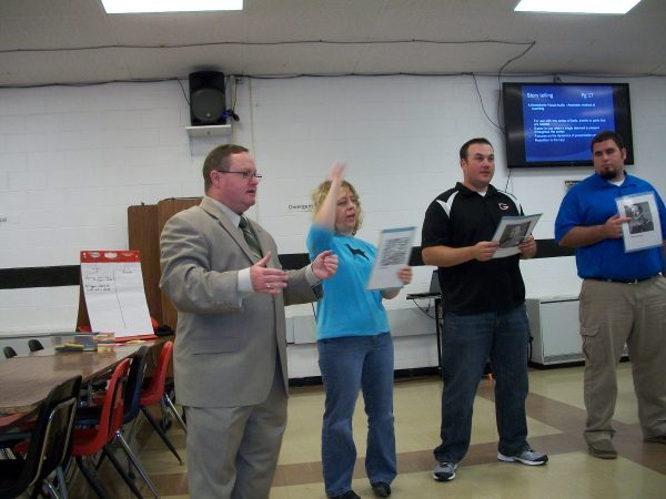 Eric Combs leading teachers through an engagement activity